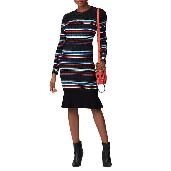 Parker Bruna Knit Long Sleeve Stripped Color Blocked Dress Womens Size Medium - Picture 1 of 13